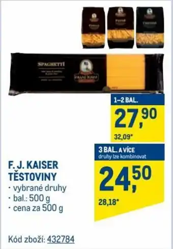 Makro F.J. Kaiser těstoviny 500g nabídka