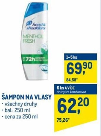 Makro head&shoulders šampon na vlasy 250ml nabídka