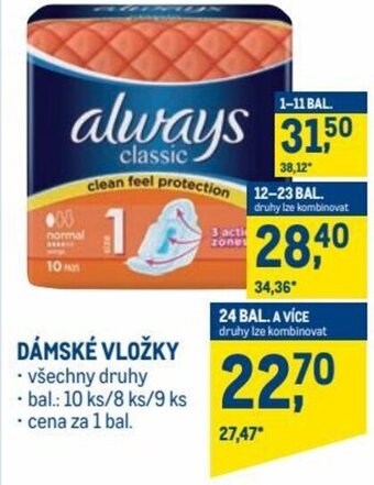 Makro always dámské vložky nabídka