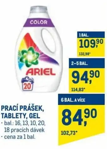Makro ariel prací prášek, tablety, gel nabídka