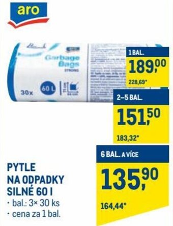 Makro aro pytle na odpadky silné 60l nabídka