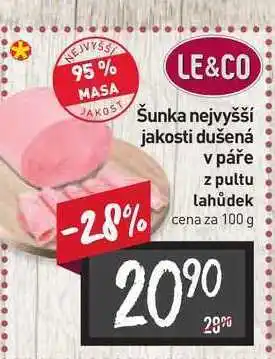 Billa Šunka nejvyšší jakosti dušená v páře z pultu lahůdek cena za 100 g nabídka