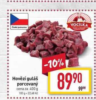 Billa Hovězí guláš porcovaný cena za 400 g nabídka