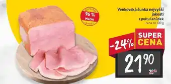 Billa Venkovská šunka nejvyšší jakosti z pultu lahůdek cena za 100 g nabídka