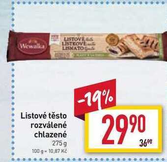 Billa Listové těsto rozválené chlazené 275 g nabídka