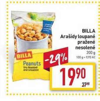 Billa Billa arašídy loupané pražené nesolené 200 g nabídka