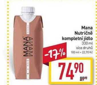 Billa Mana nutričně kompletní jídlo 330 ml nabídka