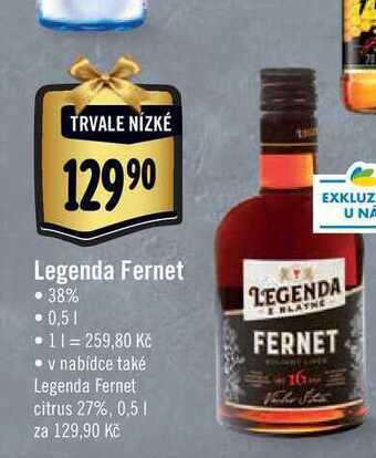 Albert Legenda fernet 0,5 l nabídka