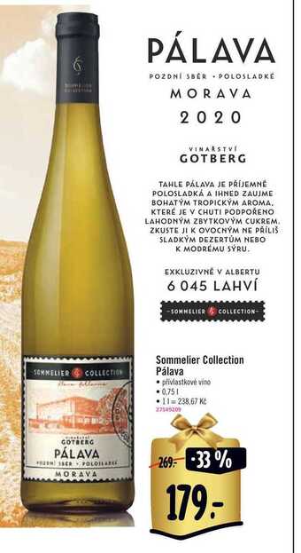 Albert Sommelier collection pálava 0,75 l nabídka