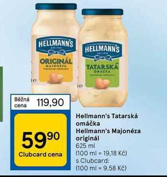 Tesco Hellmann's tatarská omáčka hellmann's majonéza originál 625 ml nabídka