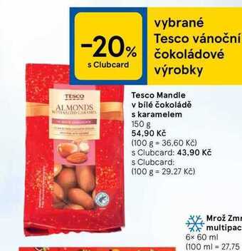 Tesco Tesco mandle v bílé čokoládě s karamelem 150 g nabídka