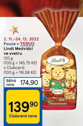 Tesco Lindt medvídci ve svetru 120 g nabídka