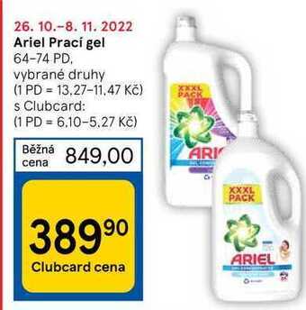Tesco Ariel prací gel 64-74 pd nabídka