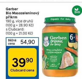 Tesco Gerber bio masozeleninový příkrm 190 g nabídka
