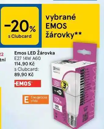 Tesco Emos led žárovka e27 14w a60 nabídka