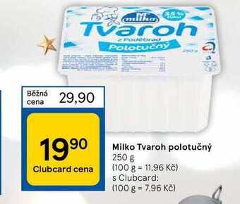 Tesco Milko tvaroh polotučný 250 g nabídka