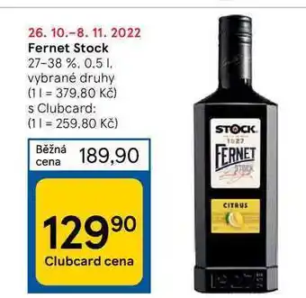 Tesco Fernet stock 27-38 %, 0.5 1 nabídka