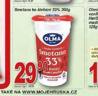 Lidl Olma smetana ke šlehání 33% nabídka