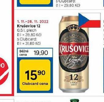 Tesco Pivo krušovice 12 královský ležák nabídka