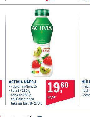 Makro Activia nápoj nabídka