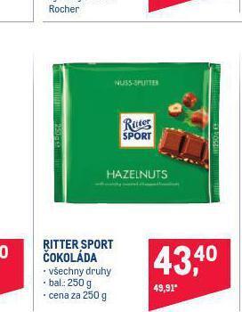 Makro Ritter sport čokoláda nabídka