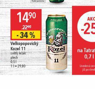 Globus Pivo velkopopovický kozel 11 nabídka