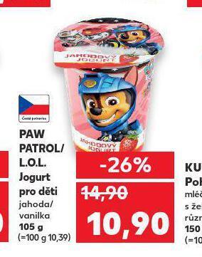 Kaufland Paw patrol / l.o.l. jogurt pro děti nabídka