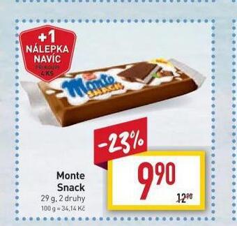 Billa Monte snack nabídka