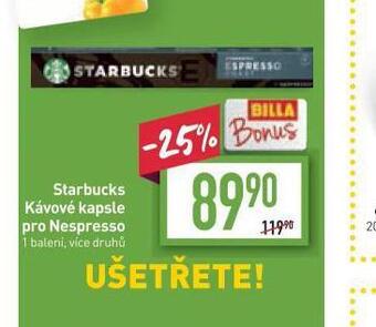 Billa Starbucks kávové kapsle pro nespresso nabídka