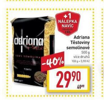 Billa Adriana těstoviny semolinové nabídka