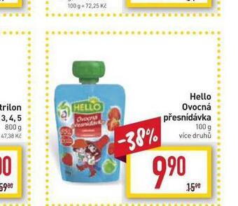 Billa Hello ovocná přesnídávka nabídka