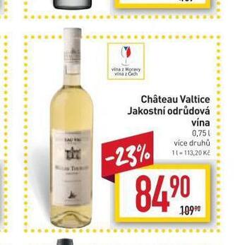 Billa Chateau valtice jakostní odrůdová vína nabídka