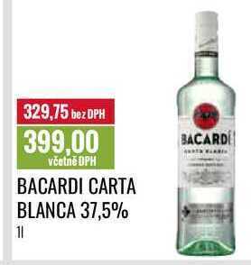 Ratio Bacardi carta blanca 37,5%, 1 l nabídka