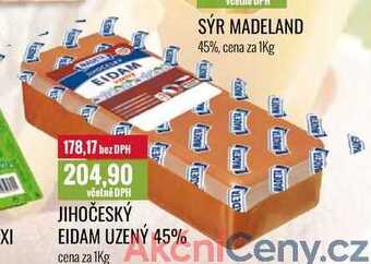 Ratio Jihočeský eidam uzený 45% cena za 1kg nabídka