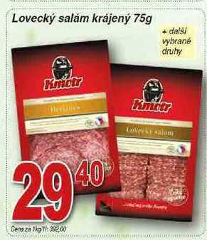 Hruška Kmotr lovecký salám krájený 75g nabídka