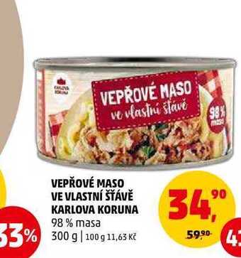 Penny Market Vepřové maso ve vlastní šťávě karlova koruna, 300 g nabídka
