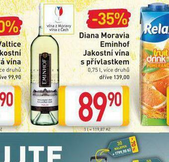 Billa Diana moravia eminhof jakostní vína s přívlastkem nabídka