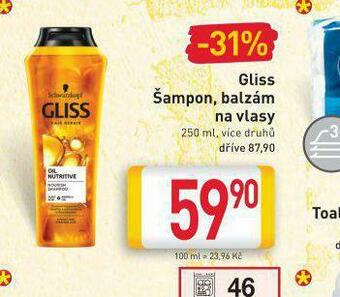 Billa Gliss šampon, balzám nabídka