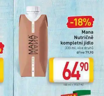 Billa Mana nutričně komletní jídlo nabídka