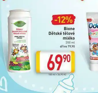 Billa Bione dětské tělové mléko nabídka