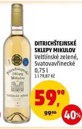 Penny Market Ditrichštejnské sklepy mikulov veltlínské zelené, 0,75 l nabídka