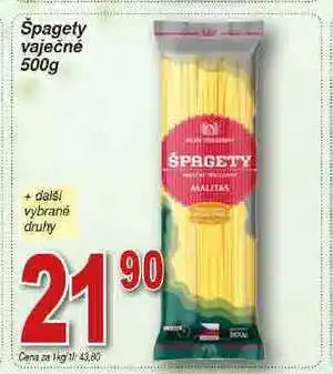 Hruška Malitas mlýn věrovany špagety vaječné 500g nabídka
