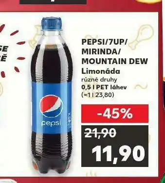 Kaufland Pepsi, 7 up, mountain dew nabídka
