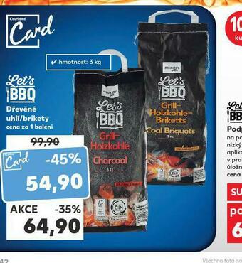 Kaufland Dřevěné uhlí / brikety nabídka
