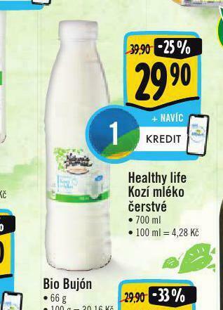 Albert Healthy life kozí mléko čerstvé nabídka