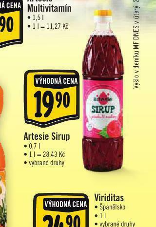Albert Artesie sirup nabídka