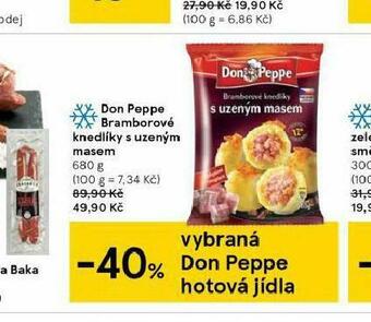 Tesco Don peppe bramborové knedlíky s uzeným masem nabídka