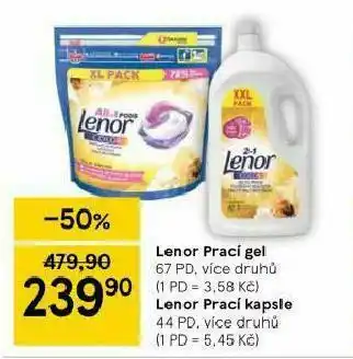 Tesco Lenor prací gel, kapsle nabídka