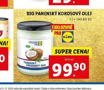 Lidl Bio panenský kokosový olej nabídka