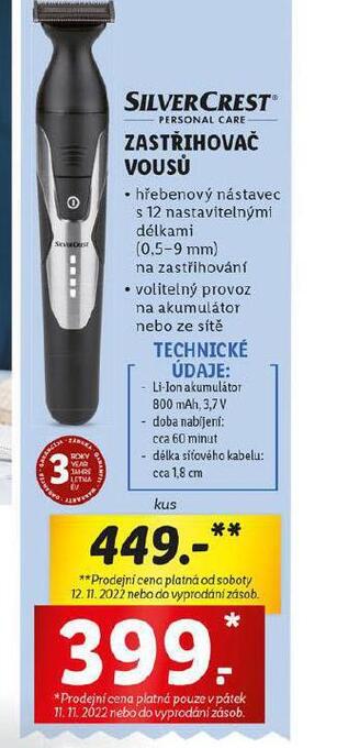 Lidl Zastřihovač vousů nabídka